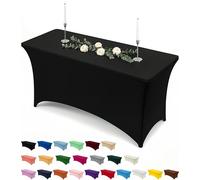 Utopia Kitchen Lot de 1 Nappe en élasthanne [5FT, Noir] Nappe rectangulaire Extensible Lavable et Infroissable pour événements, Mariages, banquets et fêtes [152 L x 76 l x 76 H] cm