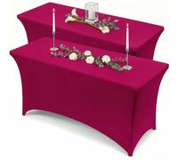Utopia Kitchen Lot de 2 nappes en élasthanne, serrées, ajustées, lavables et infroissables, extensibles, rectangulaires pour table de patio, mariages, banquets et fêtes - Fuchsia - 183 x 76 x 76 cm (L