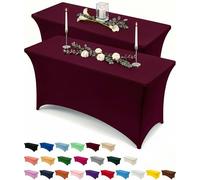 Utopia Kitchen Lot de 2 nappes en élasthanne, serrées, ajustées, lavables et infroissables, Extensibles, rectangulaires pour Table de Patio, Mariages, banquets et fêtes - Bordeaux - 183 x 76 x 76 cm
