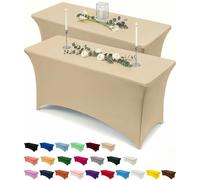 Utopia Kitchen Nappe de Table Extensible [4 Pieds, 122 cm] Couverture de Table en Polyester et Spandex - Lavable en Machine et Infroissable (Lot de 2, Champagne)