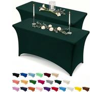 Utopia Kitchen Nappe de Table Extensible [4 Pieds, 122 cm] Couverture de Table en Polyester et Spandex - Lavable en Machine et Infroissable (Lot de 2, Vert Chasseur)