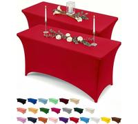Utopia Kitchen Nappe de Table Extensible [4 Pieds, 122 cm] Couverture de Table en Polyester et Spandex - Lavable en Machine et Infroissable (Lot de 2, Rouge)
