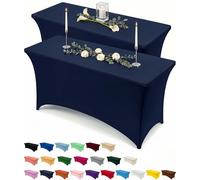 Utopia Kitchen Nappe de Table Extensible [6 Pieds, 183 cm] Couverture de Table en Polyester et Spandex - Lavable en Machine et Infroissable (Lot de 2, Bleu Marine)