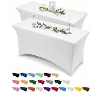 Utopia Kitchen Nappe de Table Extensible [6 Pieds, 183 cm] Couverture de Table en Polyester et Spandex - Lavable en Machine et Infroissable (Lot de 2, Blanc)