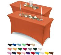 Utopia Kitchen Nappe de Table Extensible [6 Pieds, 183 cm] Couverture de Table en Polyester et Spandex - Lavable en Machine et Infroissable (Lot de 2, Orange)