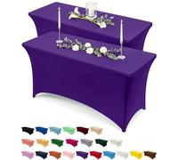 Utopia Kitchen Nappe de Table Extensible [6 Pieds, 183 cm] Couverture de Table en Polyester et Spandex - Lavable en Machine et Infroissable (Lot de 2, Violet)