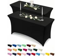 Utopia Kitchen Nappe de Table Extensible [6 Pieds, 183 cm] Couverture de Table en Polyester et Spandex - Lavable en Machine et Infroissable (Lot de 2, Noir)