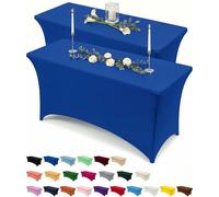 Utopia Kitchen Nappe de Table Extensible [6 Pieds, 183 cm] Couverture de Table en Polyester et Spandex - Lavable en Machine et Infroissable (Lot de 2, Bleu)