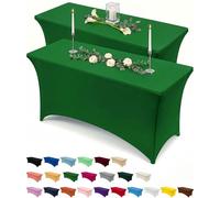 Utopia Kitchen Nappe de Table Extensible [6 Pieds, 183 cm] Couverture de Table en Polyester et Spandex - Lavable en Machine et Infroissable (Lot de 2, Vert émeraude)