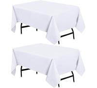 Utopia Kitchen Nappe Rectangulaire - 137x137 cm (Lot de 2, Blanc) Lavable en Machine Housse de Table, Idéal pour Les Fêtes, Les événements, Les Mariages et Les Restaurants
