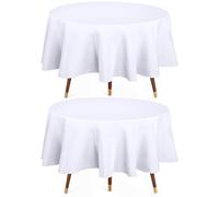 Utopia Kitchen Nappe Rectangulaire - Rund 177 cm (Lot de 2, Blanc) Lavable en Machine Housse de Table, Idéal pour Les Fêtes, Les événements, Les Mariages et Les Restaurants