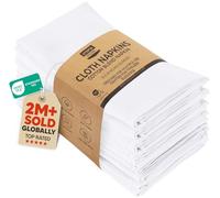 Utopia Kitchen Serviettes de Table en Tissu [12 Pack, Blanc] 50x50 cm en Coton Mélangé Lavable et Réutilisable pour l'hôtel, Le Déjeuner, Le Restaurant, Les Mariages, Les Evénements et Les Fêtes