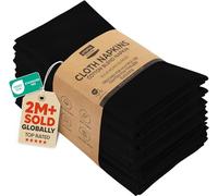 Utopia Kitchen Serviettes de Table en Tissu [12 Pack, Noir] 50x50 cm en Coton Mélangé Lavable et Réutilisable pour l'hôtel, Le Déjeuner, Le Restaurant, Les Mariages, Les Evénements et Les Fêtes