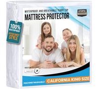 Utopia literie hypoallergénique Alèse 100% étanche, Polyester & Polyester mélangé, Blanc, California King