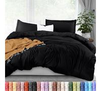 Utopia Parure de lit 3 pièces en Microfibre brossée Ultra Douce - 1 Housse de Couette avec Fermeture éclair - 1 Housse de Couette avec 2 taies d'oreiller - 228,6 x 228,6 cm (Noir)