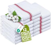 Utopia Towels - 200 GSM Torchons de Cuisine 38 x 64 cm 100% Coton, Super Absorbant, Ensemble de torchons Doux et réutilisables (Lot de 12, Rouge et Blanc)
