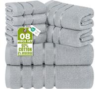 Utopia Towels - Ensemble de 8 Serviettes de Luxe 2 Serviettes de Bain 2 essuie-Mains et 4 débarbouillettes Ensemble de Serviettes très absorbantes filé à l'anneau (Gris Froid)