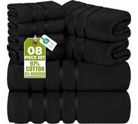 Utopia Towels - Ensemble de 8 Serviettes de Luxe 2 Serviettes de Bain 2 essuie-Mains et 4 débarbouillettes Ensemble de Serviettes très absorbantes filé à l'anneau (Noir)