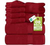 Utopia Towels Ensemble de Serviettes 8 pièces; 2 Serviettes de Bain, 2 essuie-Mains et 4 débarbouillettes - Coton - Qualité d'hôtel, Super Doux et très Absorbant (Rouge)