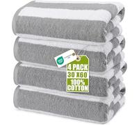 Utopia Towels - Grandes Serviettes de Plage/Piscine Cabana Stripe (76 x 152 cm) - 100% Coton filé, Douces et à séchage Rapide (Lot de 4 - Gris)
