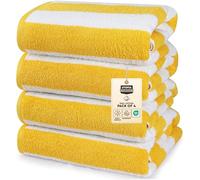 Utopia Towels - Grandes Serviettes de Plage/Piscine Cabana Stripe (76 x 152 cm) - 100% Coton filé, Douces et à séchage Rapide (Lot de 4 - Jaune)