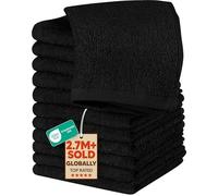 Utopia Towels Lot de 24 débarbouillettes en coton filé à l'anneau, 100 % coton, de qualité supérieure, très absorbantes et douces au toucher (noir)