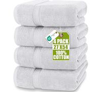 Utopia Towels - Lot de 4 Serviettes de Bain (69x137 cm) - 100% Coton filé à l'anneau, séchage Rapide, très absorbantes, Douces au Toucher, parfaites pour Un Usage Quotidien - Argent