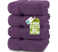 Utopia Towels - Lot de 4 Serviettes de Bain (69x137 cm) - 100% Coton filé à l'anneau, séchage Rapide, très absorbantes, Douces au Toucher, parfaites pour Un Usage Quotidien - Prune