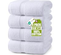 Utopia Towels - Lot de 4 Serviettes de Bain (69x137 cm) - 100% Coton filé à l'anneau, séchage Rapide, très absorbantes, Douces au Toucher, parfaites pour Un Usage Quotidien - Blanc