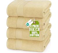 Utopia Towels Lot de 4 Serviettes de Bain de Luxe, (68,6 x 137,2 cm), 100% Coton filé à l'anneau, légères et très absorbantes, séchage Rapide, pour Salle de Bain, Salle de Sport, Spa et hôtel (Beige)