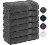 Utopia Towels - Lot de 6 (50 x 100 cm), Seviettes essuie-Mains, Serviettes de Toilette, très Absorbant avec Crochet, 100% Coton (Gris)