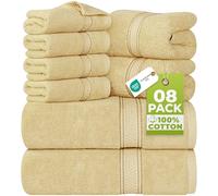 Utopia Towels - Lot de 8 Serviettes avec 2 Serviettes de Bain, 2 essuie-Mains et 4 débarbouillettes, 600 g/m², 100% Coton filé à l'anneau Absorbant, pour Salle de Bain, hôtel, Spa (Beige)