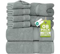 Utopia Towels - Lot de 8 Serviettes en Coton avec Crochet de Suspension - 2 Serviettes de Bain, 2 Serviettes et 4 Serviettes de Toilette - (Gris Froid)