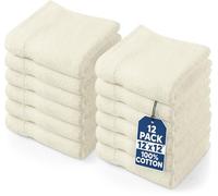 Utopia Towels - Lot de Serviettes de Toilette Premium (30 x 30 cm,) 100% Coton, Gants de Toilette/Serviette de Visage, Très Absorbants et Doux au Toucher (Paquet de 12) (Ivoire)