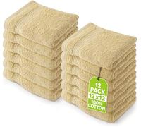 Utopia Towels - Lot de Serviettes de Toilette Premium (30 x 30 cm,) 100% Coton, Gants de Toilette/Serviette de Visage, Très Absorbants et Doux au Toucher (Paquet de 12) (Beige)