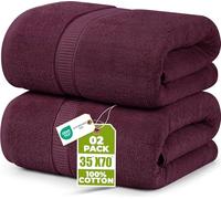 Utopia Towels - Luxueux Drap de Bain géant 2 pièces, 100% Coton filé à Anneaux, très Absorbant et à séchage Rapide, Serviette de Bain/Serviette de Sauna, Super Douce (90 x 180 cm, Bourgogne)