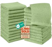 Utopia Towels -Set de Gants de Toilette (Lot de 24 - Vert Sauge) -100% Coton filé à l'anneau, Serviettes de Toilette 30 x 30 CM, Debarbouillette très absorbants-Petite Serviettes