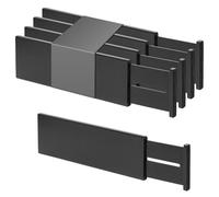 Grands séparateurs de tiroirs en bambou Utoplike, hauteur 10,1 cm, organiseurs réglables pour tiroirs de cuisine et de vêtements, à ressort pour salle de bains, commode, bureau, lot de 4, noir