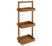 Utoplike Étagère de douche d'angle en teck, organisateur de douche debout à | avec poignée, caddy de rangement debout en bois pour shampooing, porte-bouteille pour la douche, le bain, le bureau