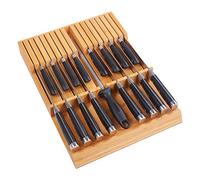 Utoplike Grand Range Couteaux Tiroir de Cuisine en Bambou (Sans Couteau) | Bloc de Rangement pour Tiroir à Couteaux avec Poignée, Pouvant Accueillir 16 Couteaux et 1 Aiguiseur en Acier
