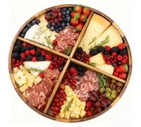 Utoplike Grand Rotatif Plateau de Service en Bois D'Acacia, 60 cm, Rond | Plateau Bois pour Charcuterie et Fromages, Rebord Surélevé et Séparateurs Amovibles pour Les Aliments, Idéal pour Les Fêtes