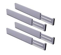 Utoplike Lot de 4 Grands Séparateurs de Tiroir en Bambou Gris Réglables | Organiseurs de Tiroir, Inserts en Bois À Ressort, pour commode, Salle de Bain, Chambre à Coucher, Bureau