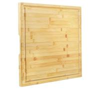 Utoplike Planche à découper en bambou 50.7 x 50.7 x 2.5 cm Grande planche à découper en bois pour cuisine, viande, légumes, barbecue, bloc de boucher carré avec rainure à jus et poignée