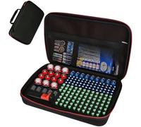 UTTASU Étui de rangement en EVA pour piles AAA/AA/9 V/boutons, peut contenir plus de 200 piles, fermeture éclair en PVC, testeur de batterie intégré, portable avec poignée en plastique pour la maison