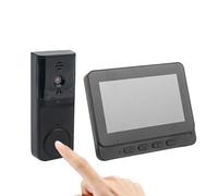 UTTASU Sonnette vidéo sans fil avec écran, module 2,4 G, 1080p HD, vision nocturne et fonction interphone, pas besoin de WiFi/application, boîtier gris pour une surveillance sûre de la maison