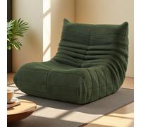 UTTQEW Pouf canapé de sol, chaise de sol avec dossier, fauteuil de lecture confortable pour paresseux, fauteuil inclinable, pour chambre à coucher, salon, Sherpa, vert, 105 x 86 x 75 cm