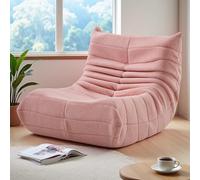 UTTQEW Pouf canapé de sol, chaise de sol avec dossier, fauteuil de lecture confortable pour paresseux, fauteuil inclinable, pour chambre à coucher, salon, Sherpa, rose, 105 x 86 x 75 cm