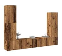 UU NEW*Armoires de Télévision Suspendues/ Ensemble de meuble TV mural 4 pcs - vieux bois - bois d'ingénierie CHY4327430