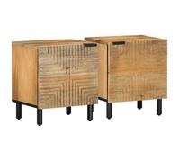 UU NEW*Lot de 2 chevets - Tables de chevet Table de nuit/d'appoint 40x33x46 cm bois de manguier solide CHY9912068