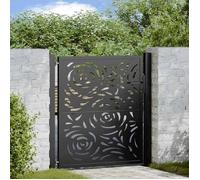UU NEW*Porte d'Extérieure Terrasse - Portail de jardin noir 105x105 cm - acier conception de flamme CHY3793224
